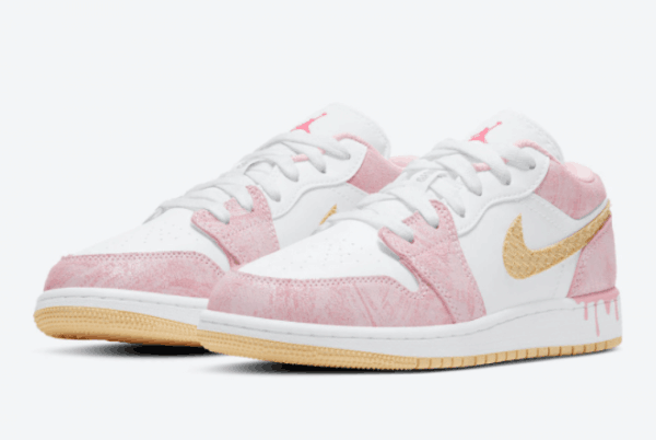 Women's Running weapon Air Jordan 1 Low GS “Paint Drip'' CW7104-601 Shoes 013